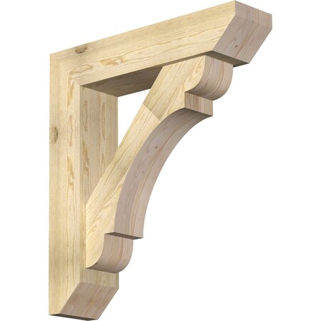 Ekena Millwork Olympic Slat Rough Sawn Bracket w/ Offset Brace, Douglas Fir, 8"W x 34"D x 38"H BKT0806X34X38OLY06RDF